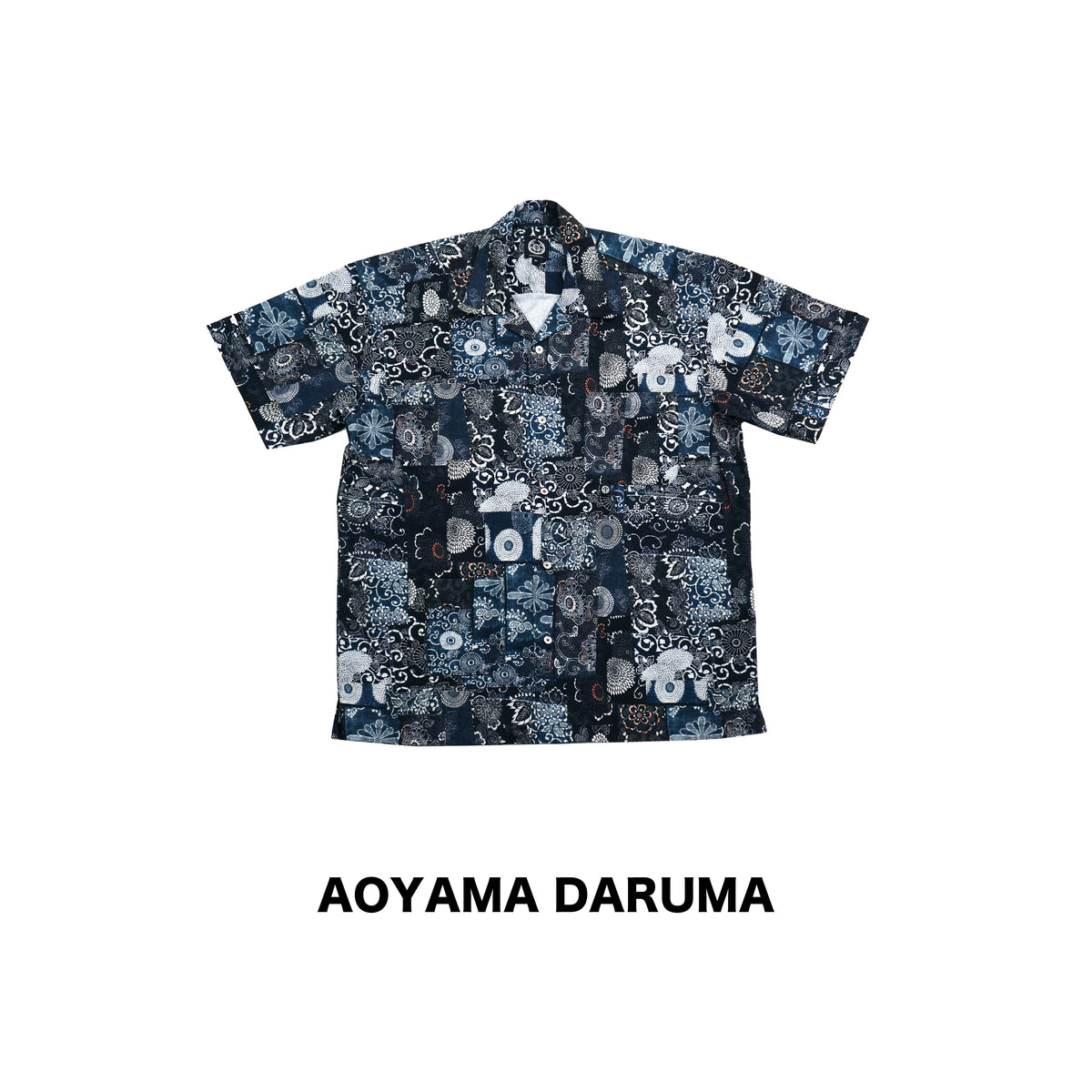 Aoyama Daruma Kofu Patchwork printed aloha shirt 古布 プリント