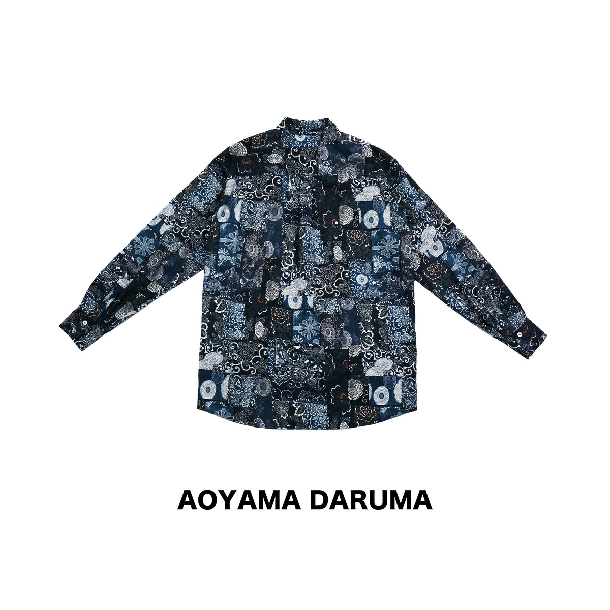 Aoyama Daruma Kofu Patchwork printed shirt 古布パッチワーク プリントシャツ【Pre-order/受注生産  OK】