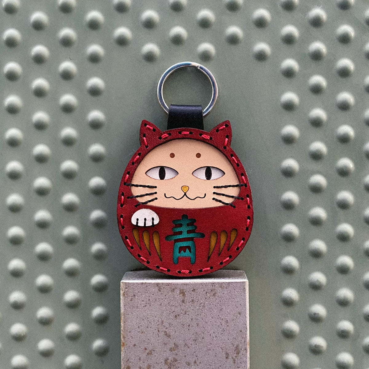 Aoyama Daruma manekineko daruma leather key ring key holder 招き猫だるま 革小物  キーリング キーホルダー