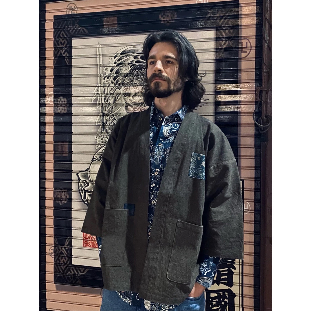 Aoyama Daruma persimmon dye hanten jacket 柿渋染め 半纏 二色