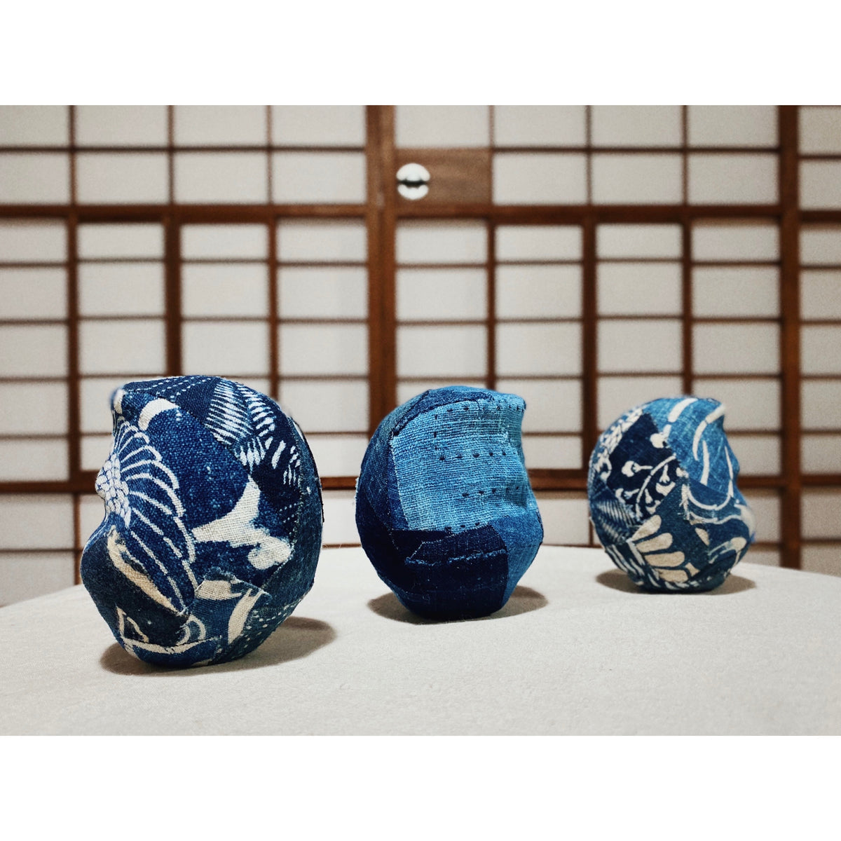 Aoyama Daruma indigo dye kofu daruma 藍染 古布 だるま