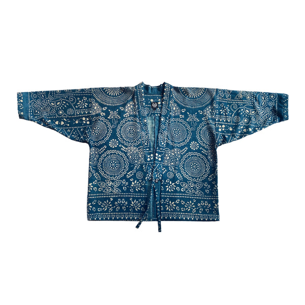 Aoyama Daruma antique Chinese  indigo dye textile hanten jacket 藍染花布 古布 半纏 ジャケット 【Pre-order/受注生産 OK】