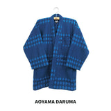Aoyama Daruma rhombus indigo dye sashiko hanten jacket 藍染 刺し子 菱形 半纏 ジャケット 【Pre-order/受注生産 OK】