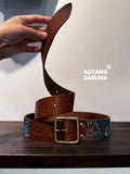 Aoyama Daruma ✖️Rakuda indigo dye kofu leather belt 藍染 古布 ヌメ革 ベルト