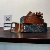 Aoyama Daruma ✖️Rakuda indigo dye kofu leather belt 藍染 古布 ヌメ革 ベルト