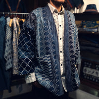 Aoyama Daruma indigo dye sashiko patchwork hanten jacket 藍染 