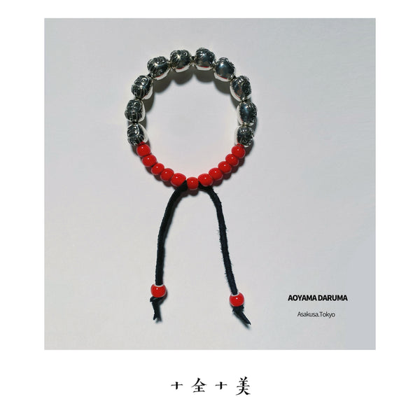 Aoyama Daruma Red white hearts TEN daruma bracelet  ホワイトハーツ だるま 十全十美 ブレスレット